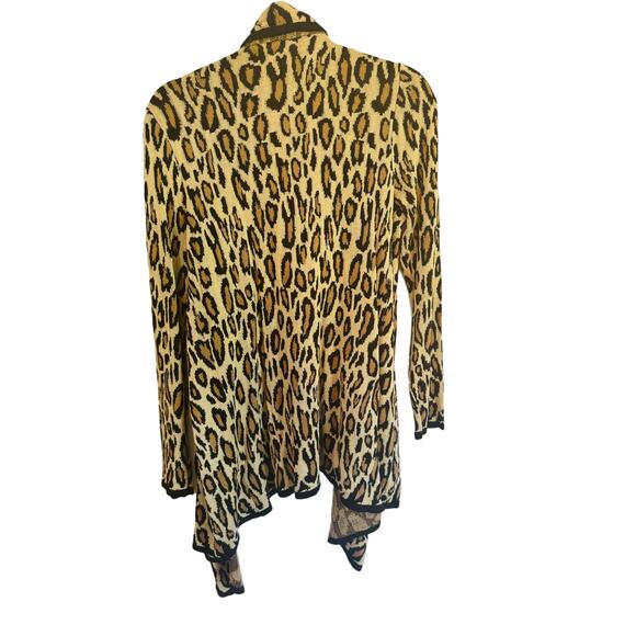 NWT Cupio Leopard Print Open Front Drape Soft Knit Cardigan Sweater Womens M - Picture 2 of 10